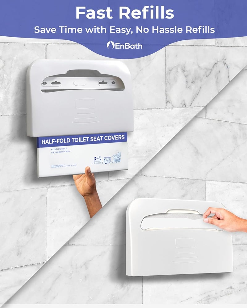 EnBath Commercial Toilet Seat Cover Dispenser Wall Mount, White Half-Fold Toilet Seat Cover Holder for Bathroom/Restroom - Image 5